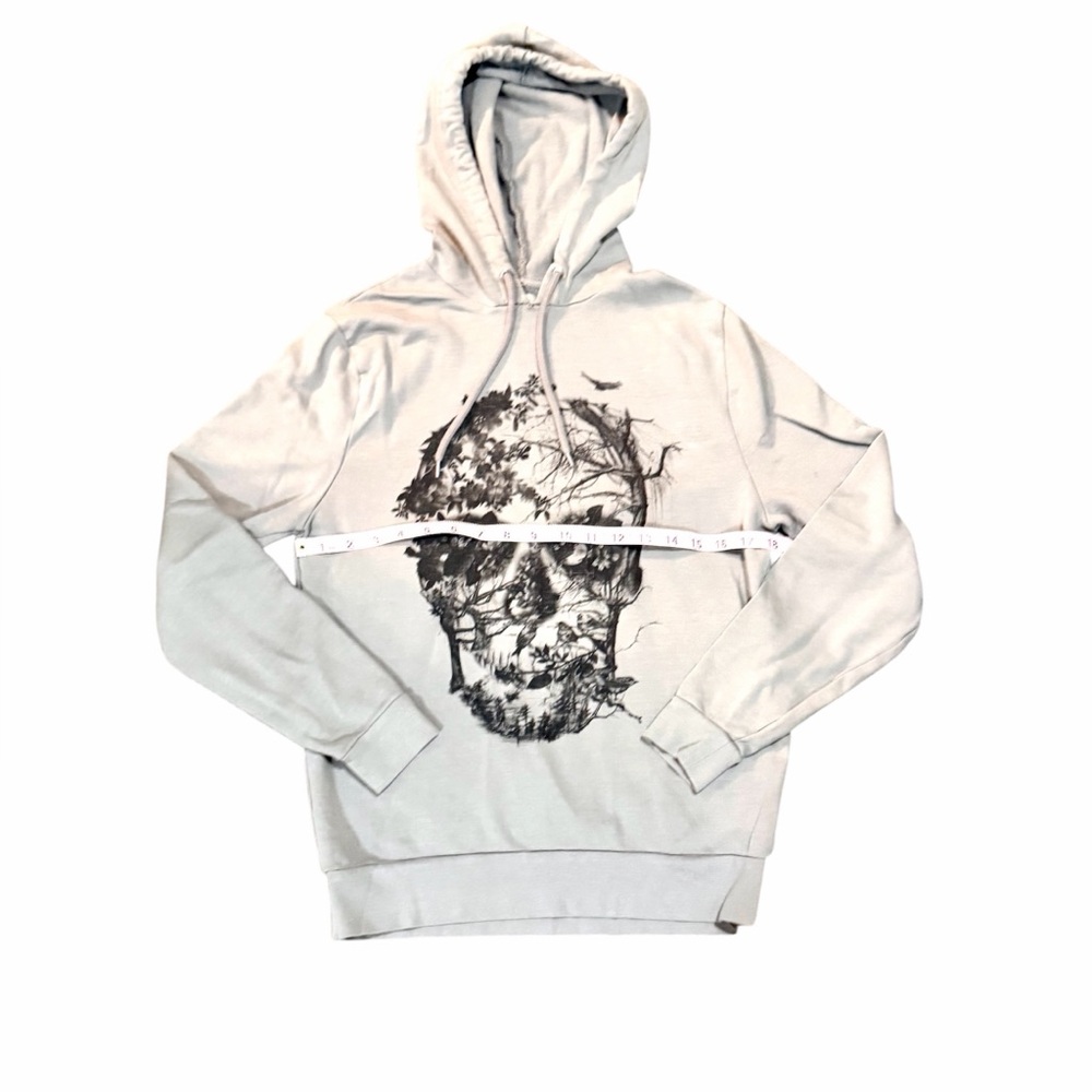 ASOS Light Gray Mauve Pullover Hoodie with Floral Skull Graphic Sz S